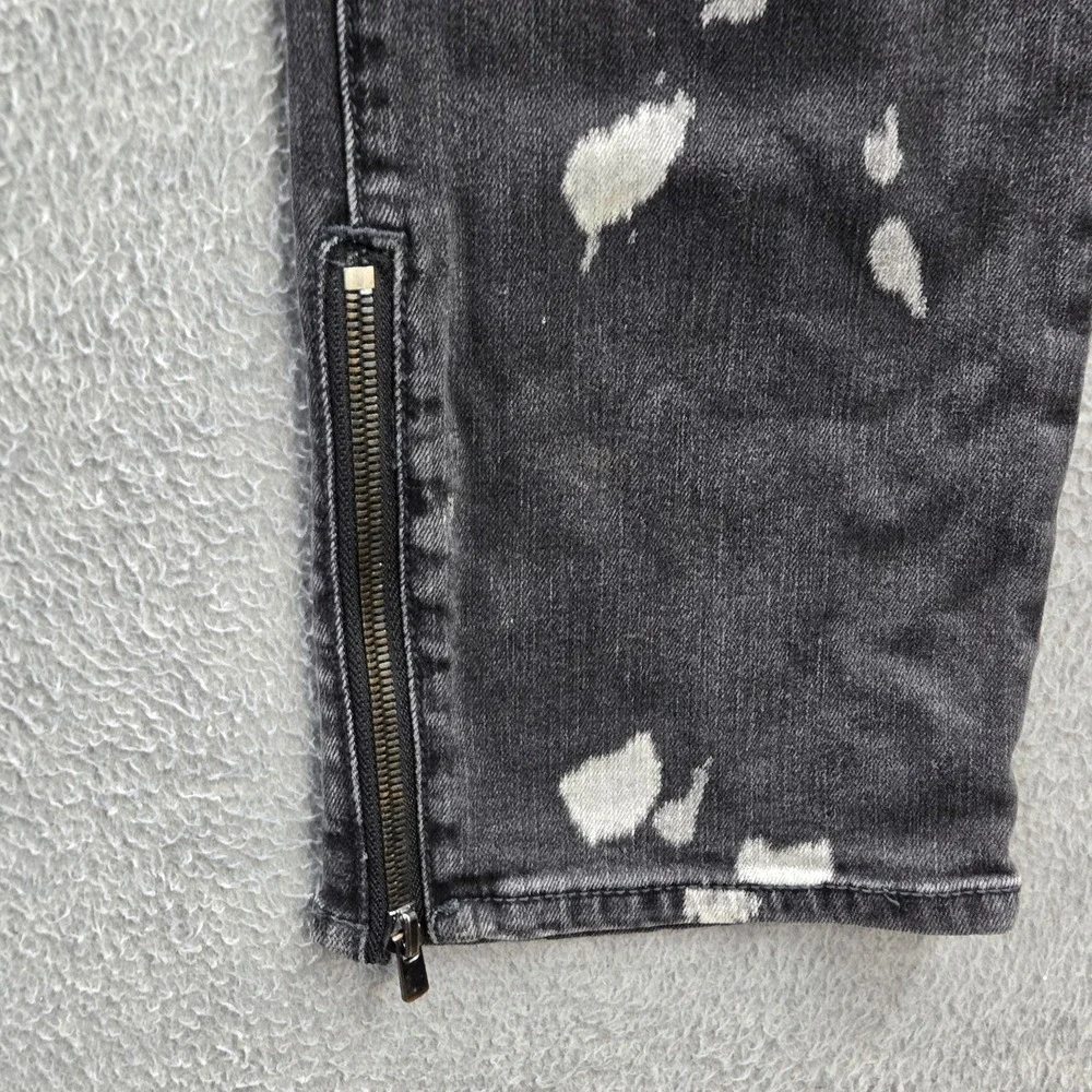 True Religion Men Jeans 36 Black Paint Splatter‎ Rocco Relaxed Skinny Grunge Y2K